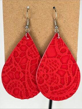 Faux Leather Dangle Earrings Lace Fashion Jewelry